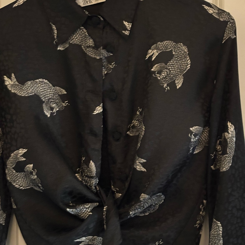 Zara Black and White Koi Pattern Shirt